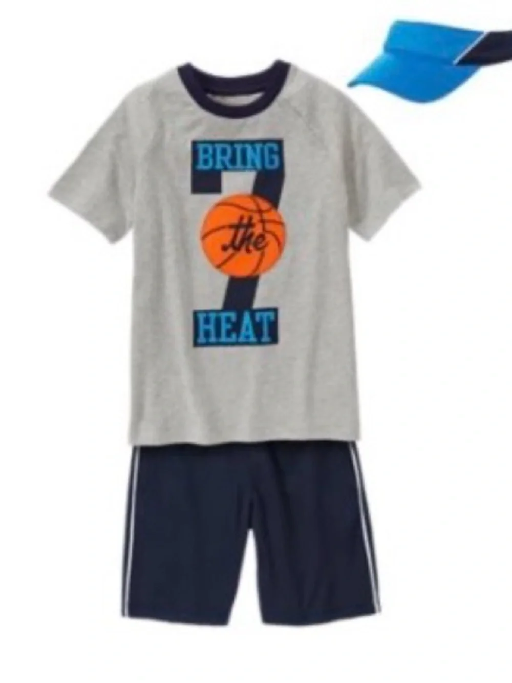 Gymboree Boys Gray  'Bring the Heat' Short Sleeve Basketball T-Shirt Small (5-6)